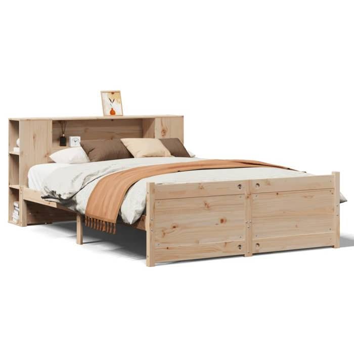 VidaXL Lit bibliothèque sans matelas 135x190 cm bois de pin massif, lit, meuble de chambre à coucher, lit avec rangement, 3322431