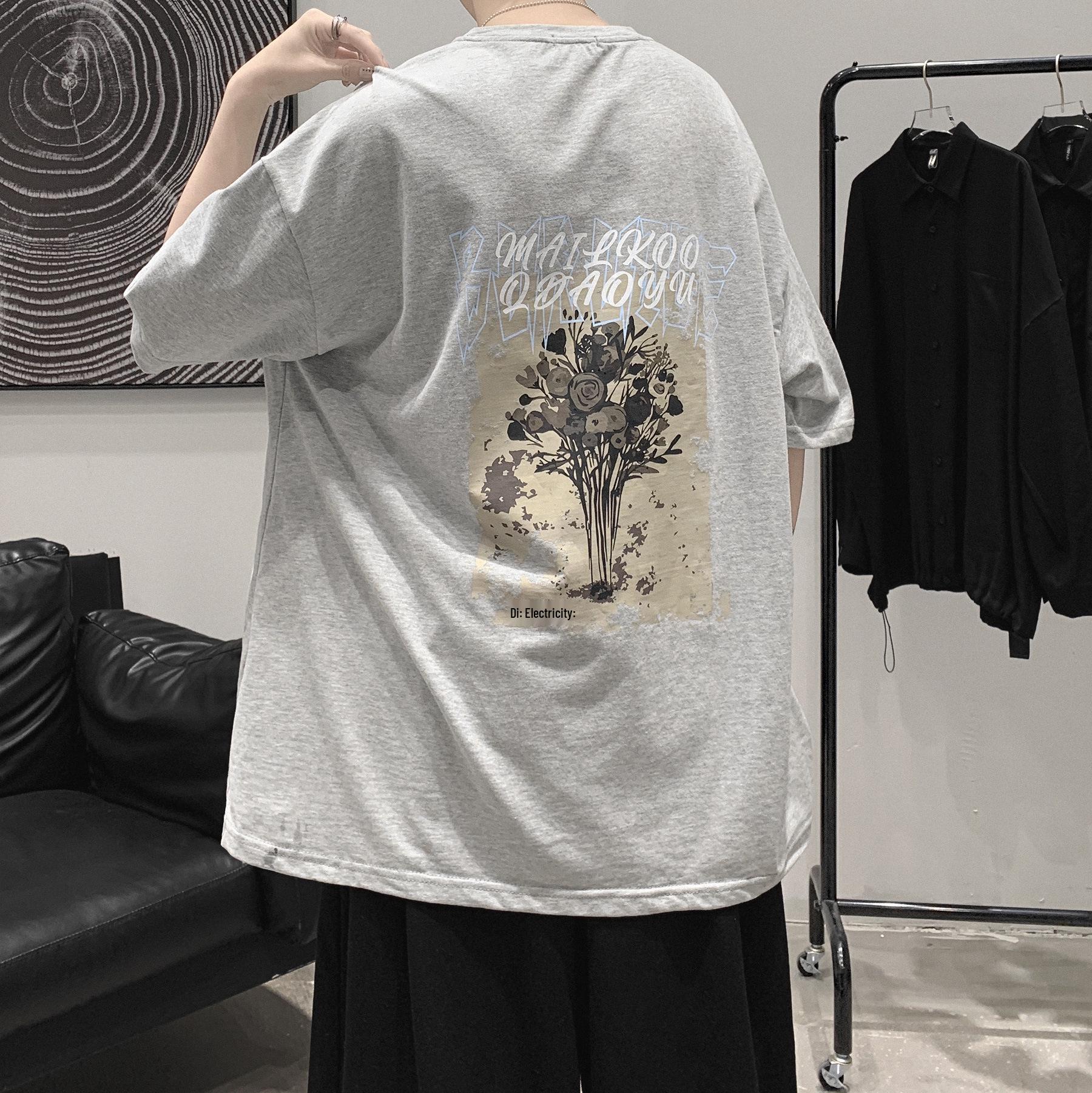 

Мужская футболка уличной моды с рукавом пять четвертей: Трендовый летний уличный стиль XXXL светло-серый