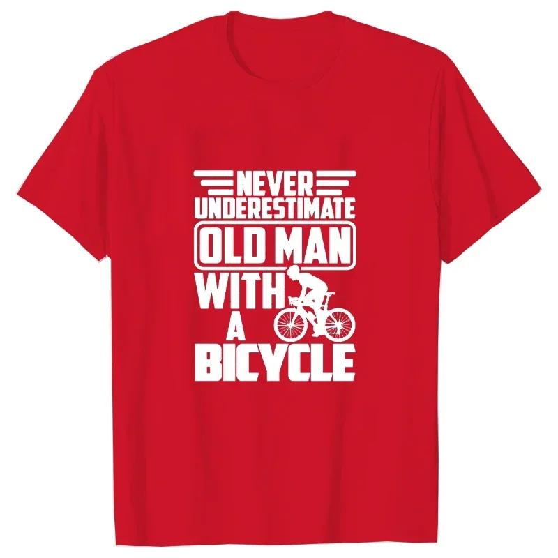 Pánské triko Nikdy nepodceňujte starého muže s potiskem na kole Trička Léto s krátkým rukávem ČERNÉ Tričko Trička Trička Oversize Košile