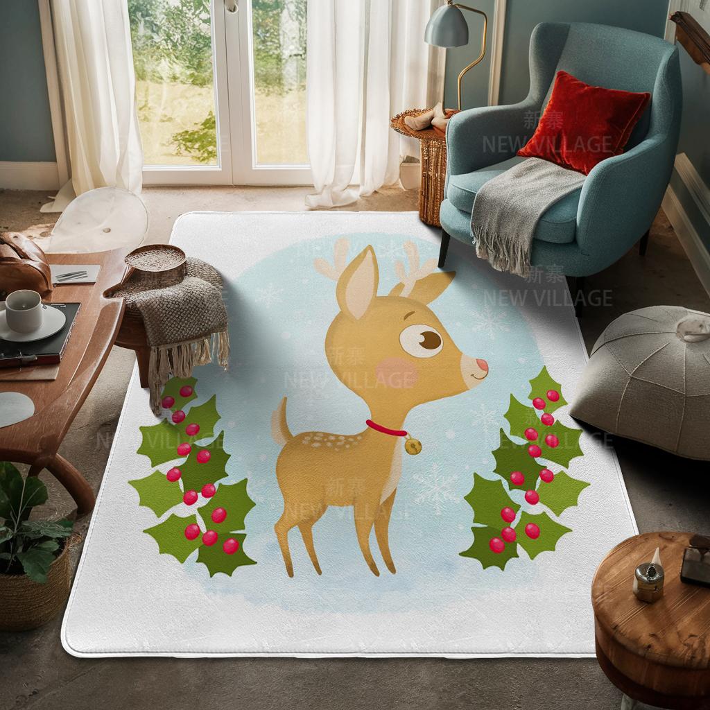 House Entrance Carpet Home Door Mat Living Room Bath Foot Bathroom Non-slip Water Absorption Rugs Bath Merry Christmas Winter