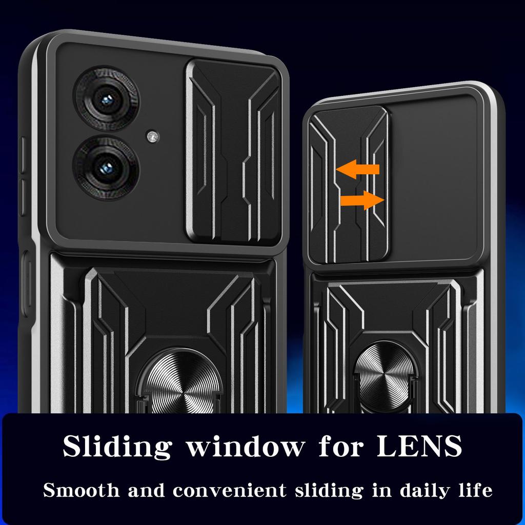 For Motorola Moto G55 5G Case PC+TPU Kickstand Phone Back Cover with Camera Slider