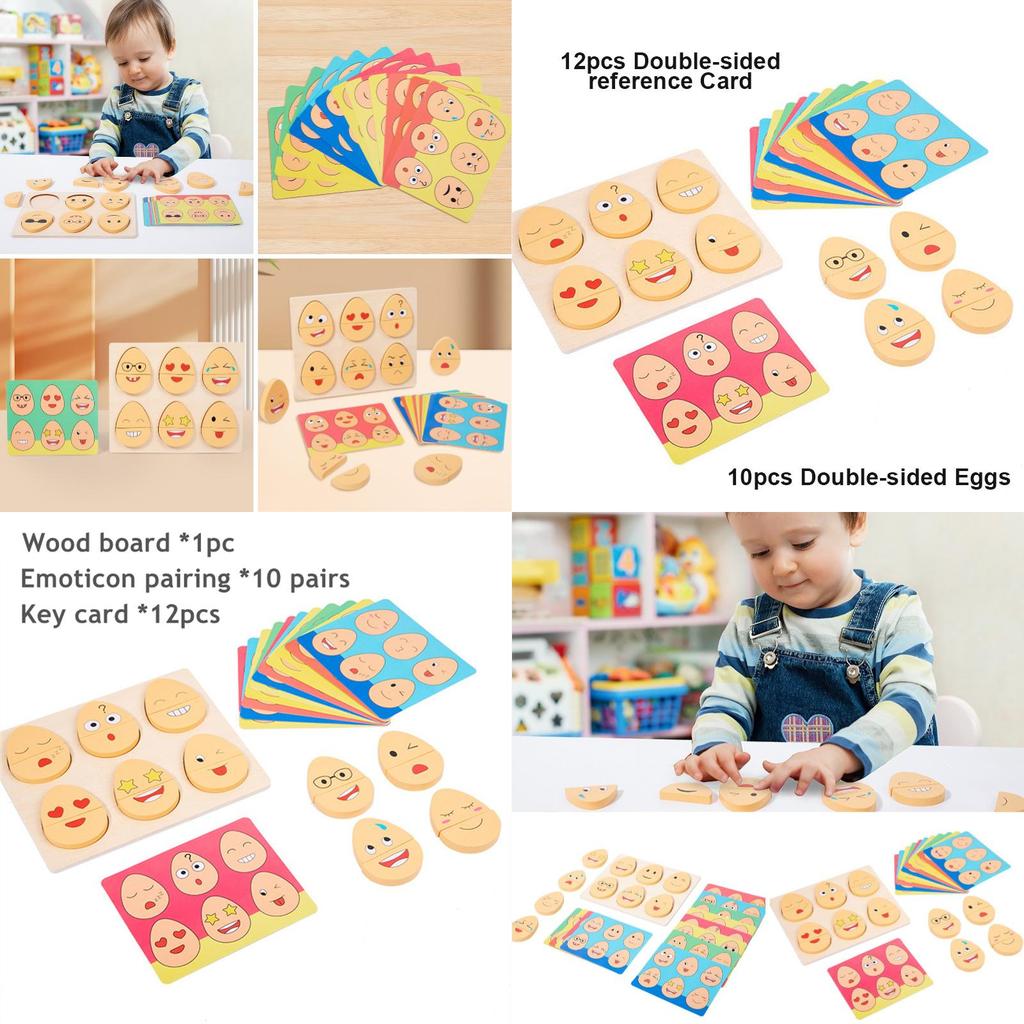 Wooden Emotion Eggs Early Educational Matching Toy For Toddlers And Babies