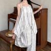 Summer Women's Cotton and Silk Suspender Pajama Set Sleeveless Printed Anti-Bump Homewear with Chest Pad Cotton Silk Two-piece Set