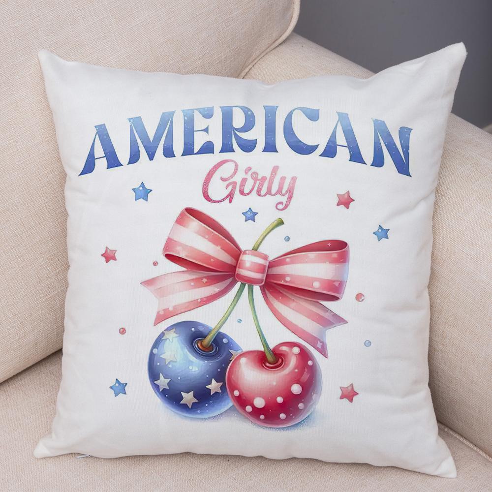 All American Cowboy Pillowcase Double Print Proud American Girl Cushion Cover Soft Plush Freedom Treats Pillowcase for Sofa Home