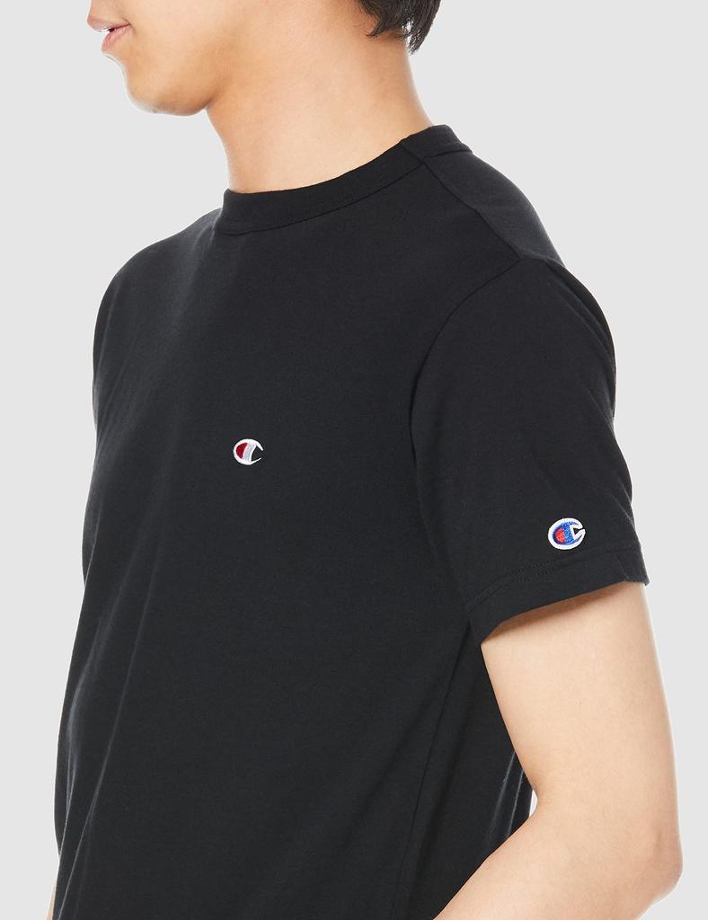 Champion Basic Short Sleeve with Embroidered Size S Men's T-Shirt, 100% Cotton, Logo, Black, (C3-P300)