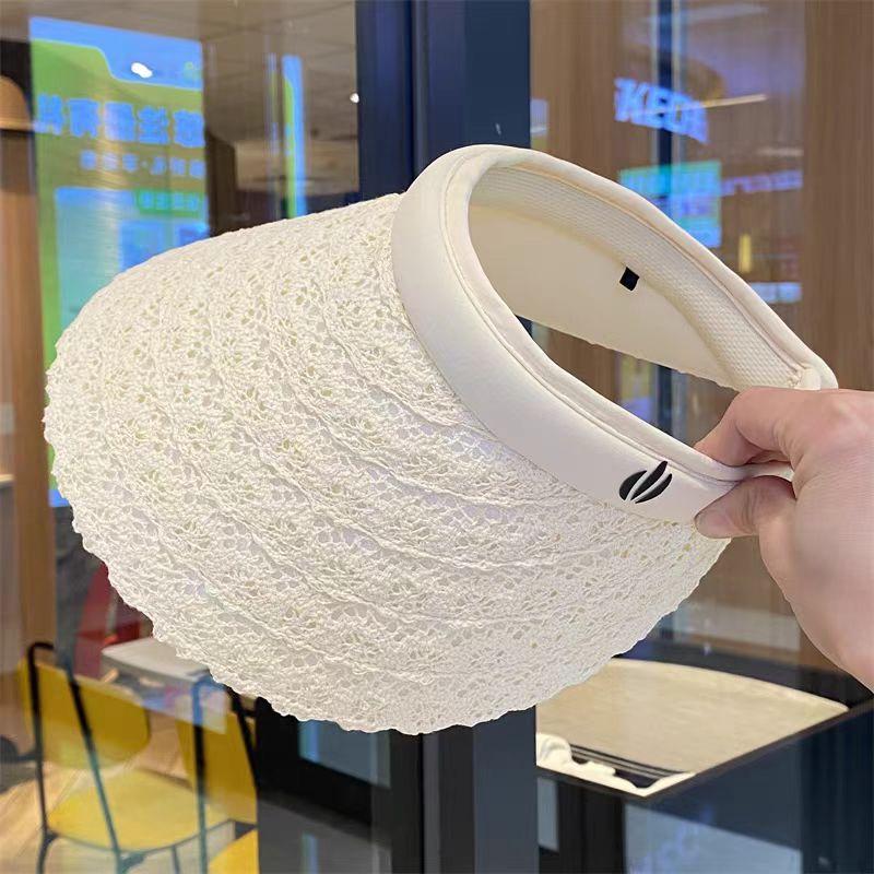 Summer Lace Sun Protection Empty Top Hat Women's Outdoor Travel Fashion Versatile Sun Hat Vacation Beach Sun Hat