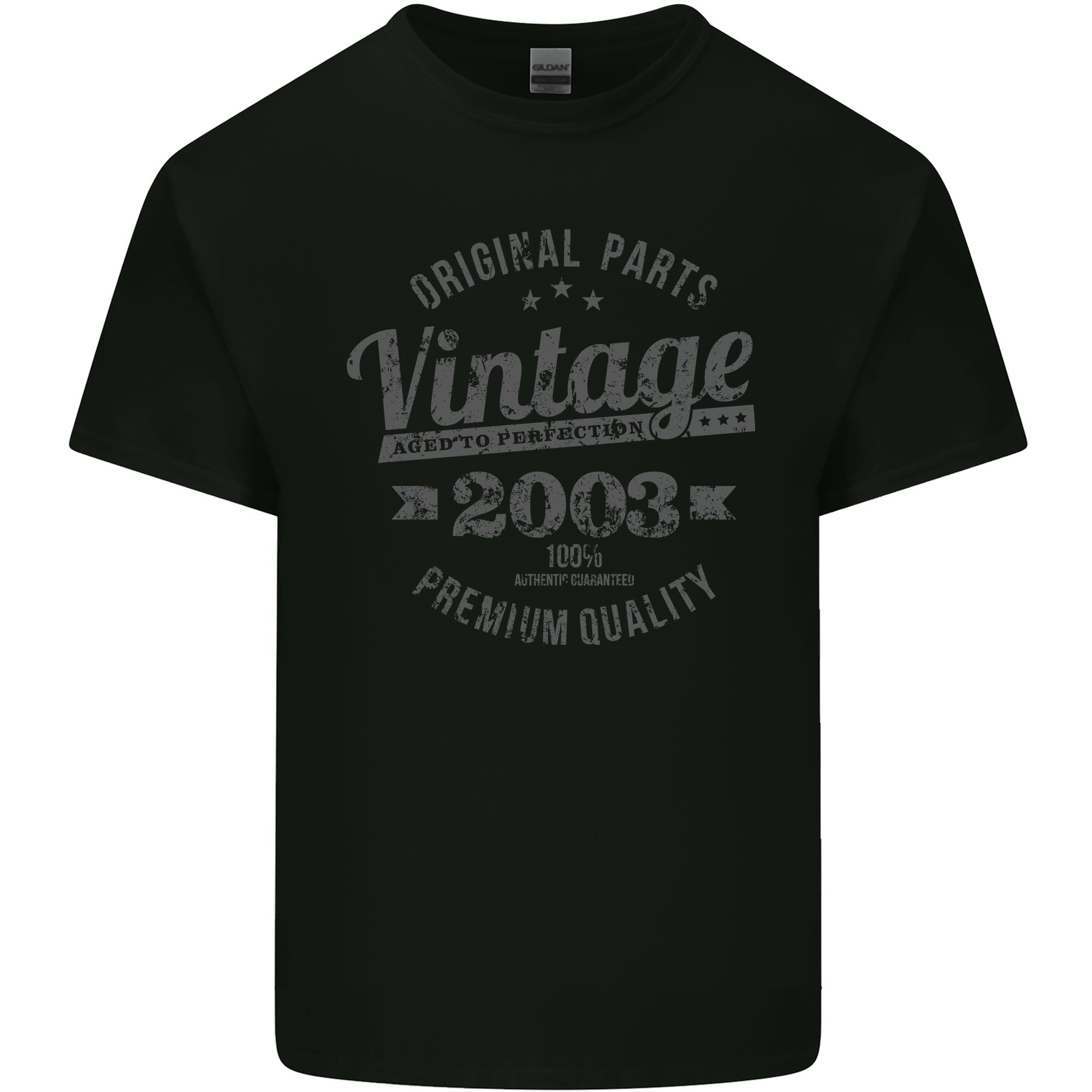 Vintage Year 23rd Birthday 2003 Unisexs Light Cotton TShirt Black S