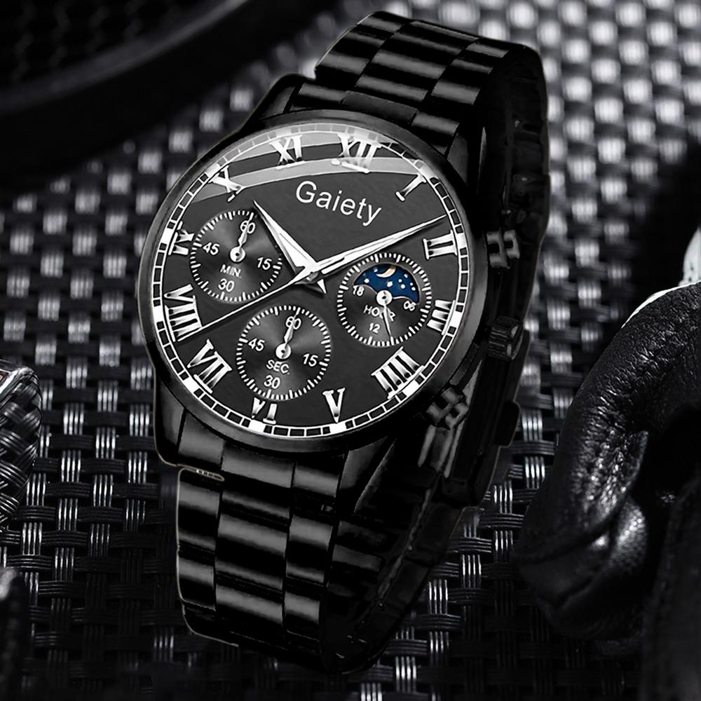 2PCS Men Watch Set Trendy Fashion Business Roman Digital Scale Round Dial Quartz Watch Set Suitable for Daily Clothing Matching