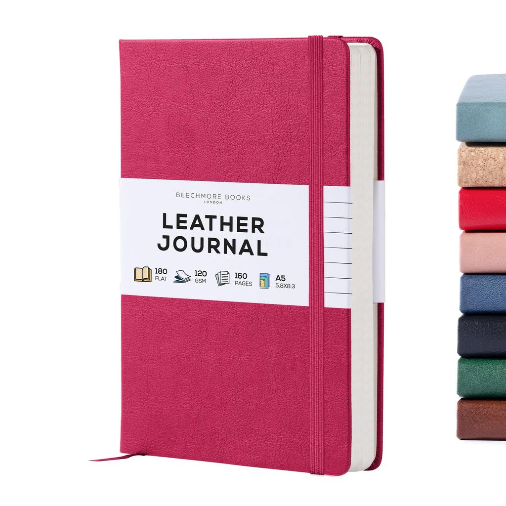 BEECHMORE BOOKS Liniertes Journal x A5 160 Liniertes Hardcover Leder Tagebuch Buch für Frauen und Schreib- und Arbeitsnotizbuch 120GSM Karton mit Geschenkbox