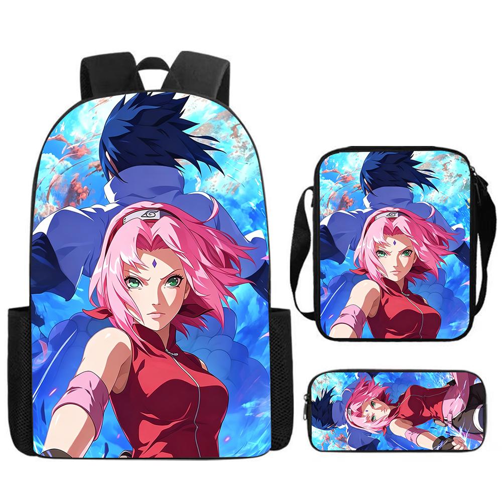 NARUTO Anime Youth Sling Carry Tote, Adjustable Straps & Closure, Light Durable Shoulder Bag, Daily School Bag Boys & Girls Ages 6-11