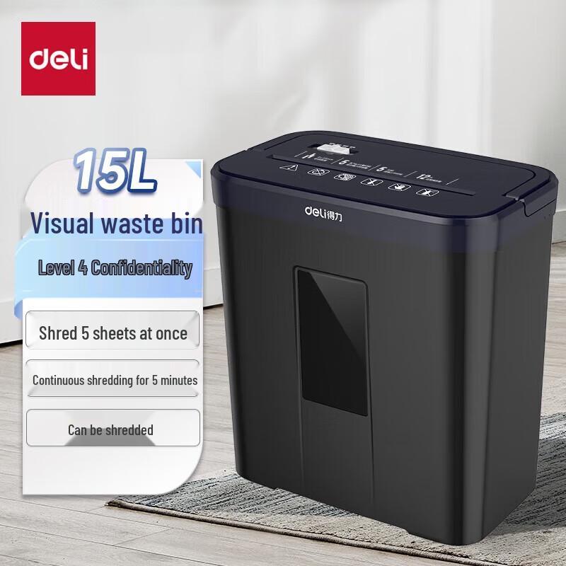 Deli P-4 Cross-Cut Mini Paper Shredder CN Plug (adapter Included)