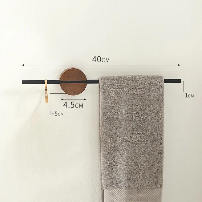 Towel Bar No Drilling Wood Towel Holder Bathroom Shelves Bathroom Organizers Towel Hang Kitchen Storage Rack Toalleros
