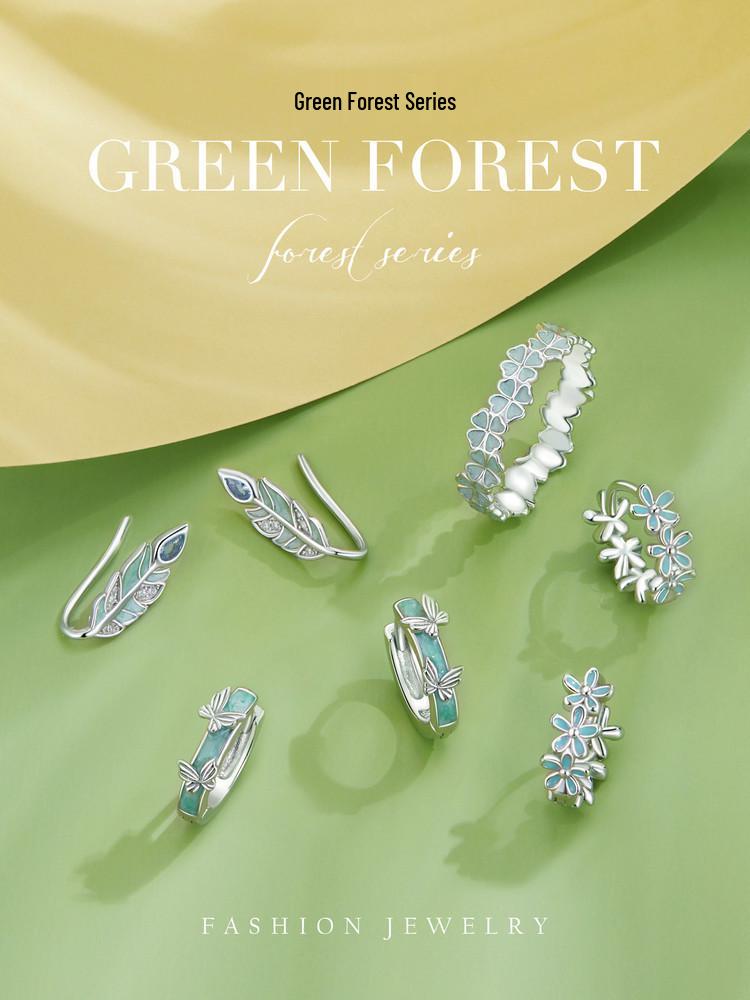 Aifuluo Autumn S925 Sterling Silver Blue Flower Ear Cuff Earrings for Women