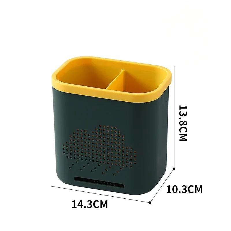 Kitchen Double Layer Drain Chopsticks Cage Multifunction Cutlery Hollow Drainer Storage Rack Knife Holder Tableware Organizer