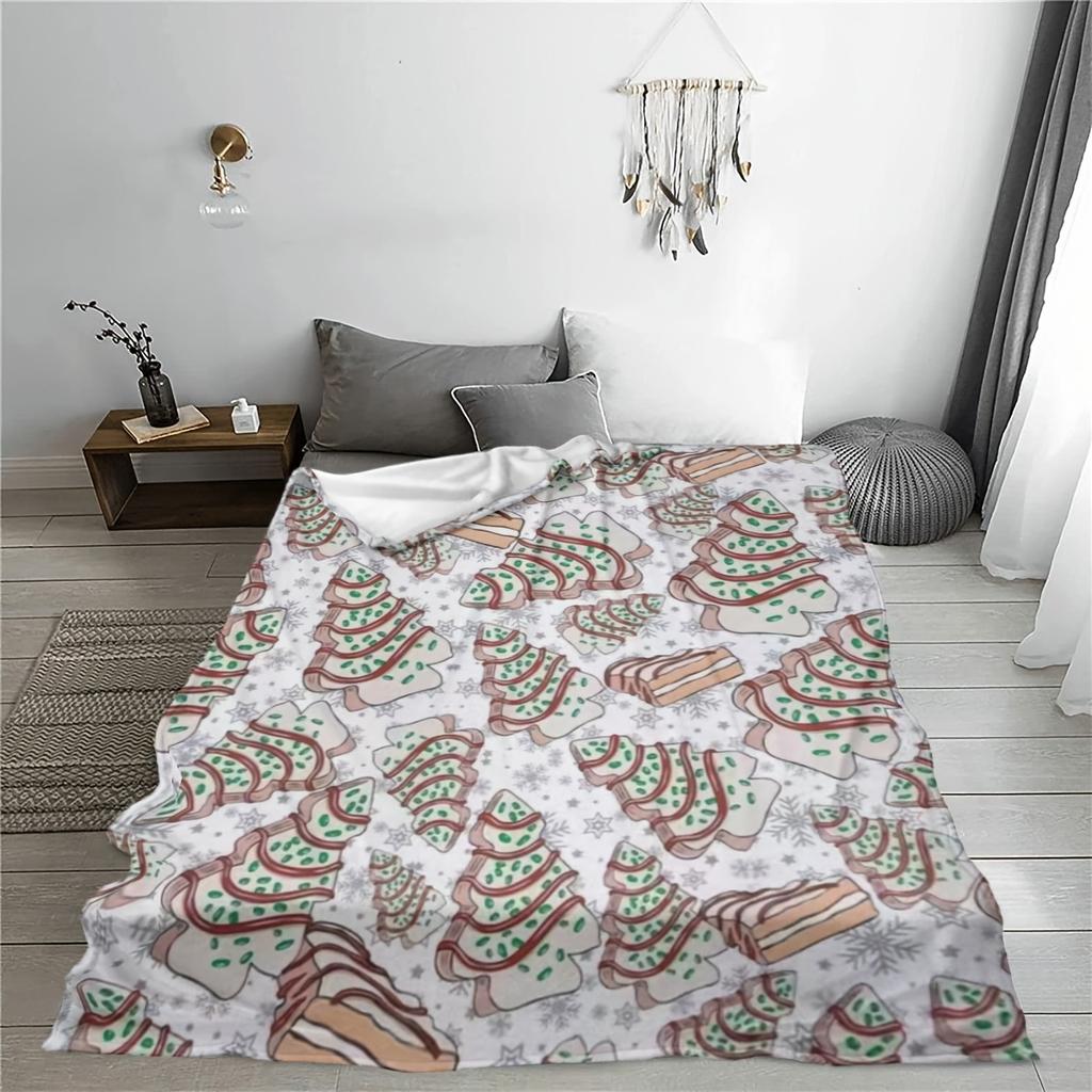 Cozy Christmas Tree Cake-Shaped Throw Blanket - Soft, All-Season Flannel Shawl for Sofa, Bed, and Travel - Perfect Gift for Ever
