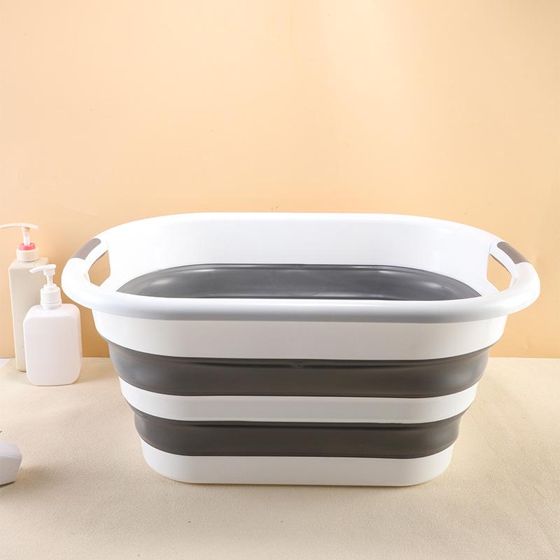 Collapsible Plastic Laundry & Pet Bath Basin with Storage