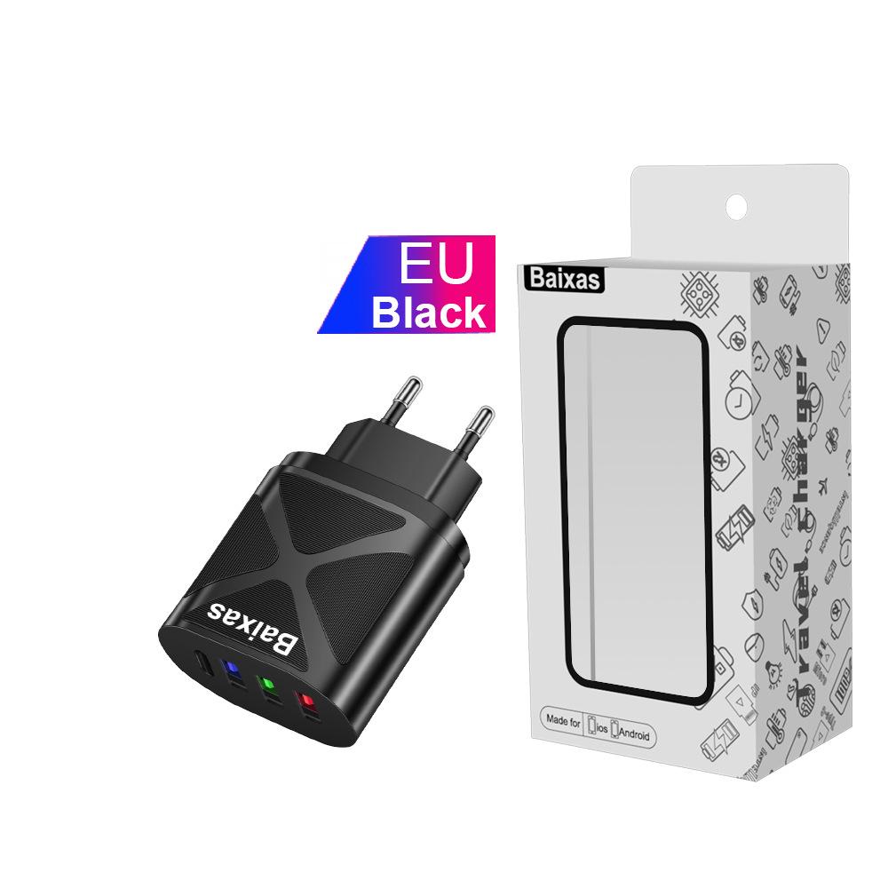 Universal Travel Charger: EU 3-USB + Type-C, US/UK Standard, 5V 2.4A