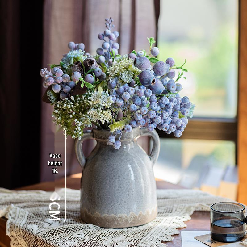 Bionic Blueberry Artificial Flowers for Living Room Decoration - Dried Flower Bouquets Arrangement