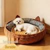 All-Season Washable Rattan Pet Bed: Durable, Cute Nest for Cats & Dogs