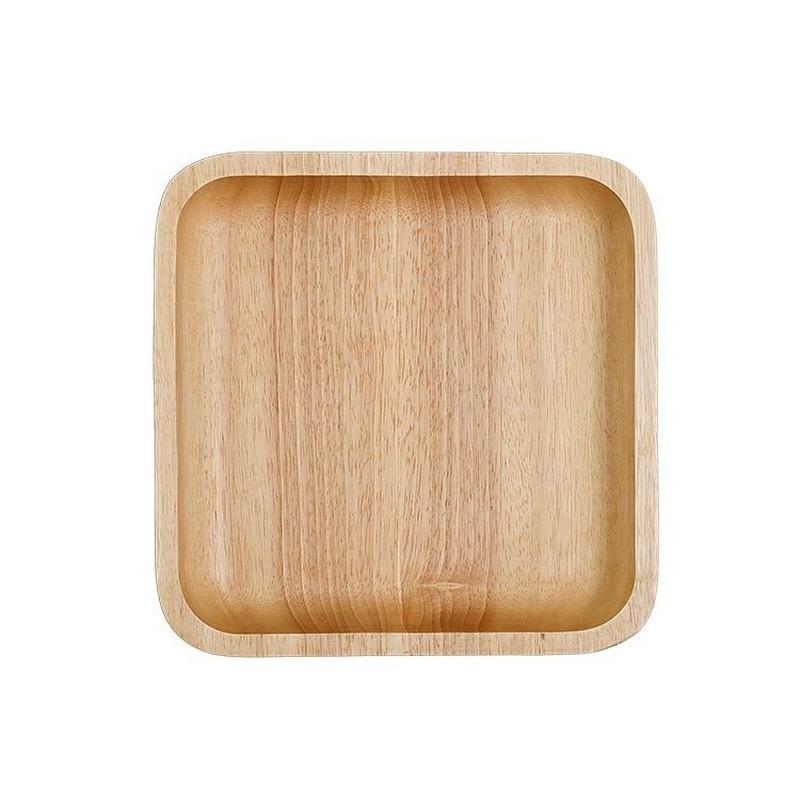 1Pc Nice Square Wood Bowl Salad Bowl Set Large Small Wooden Plate Snack Dessert Serving Dishes Food Container Wood