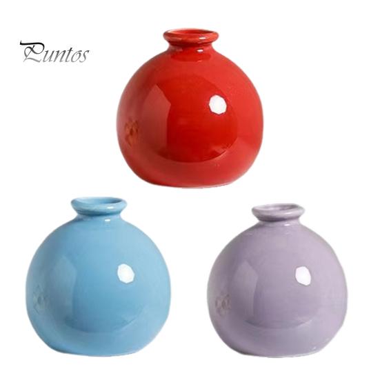 Mini Ceramic Vase Solid Color Glazed Flower Vase Desktop Decor Miniature Bud Vase for Small Hydroponic Plants Flowers Office Living Room Bedroom