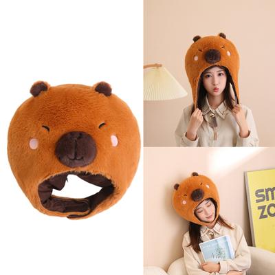 Capybara Furry Hat Headgear Fun Halloween Costume Accessories Party Photo Props Cosplay Masquerade Costume