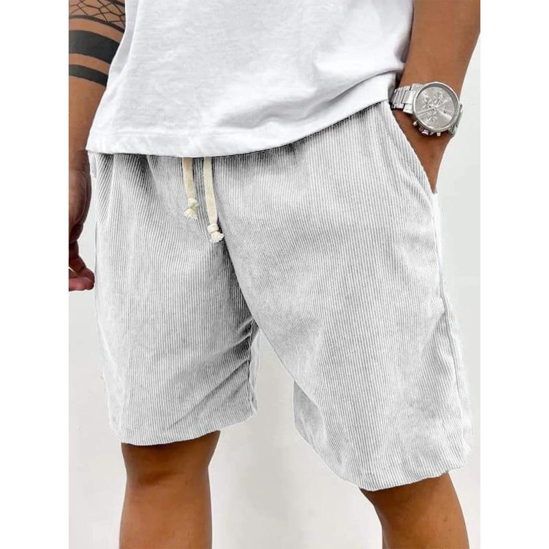 Summer New Men's Casual Comfortable Drawstring Corduroy Retro Shorts