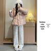 Rainbow High-Waisted Knitted Wide-Leg Pants - Women's Korean Style, Small Size, Autumn/Winter 2025 Collection