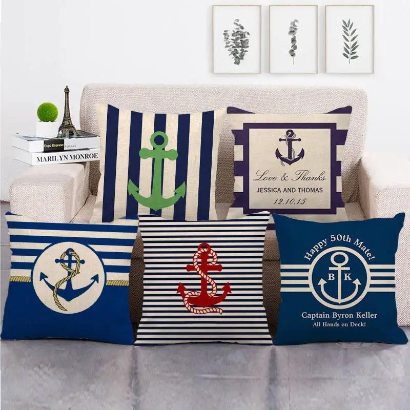 Minimalist Style Anchor For Boats Digital Printing Short Plush Pillow Covers For Car Sofa Office Cushion Cover Home Goods