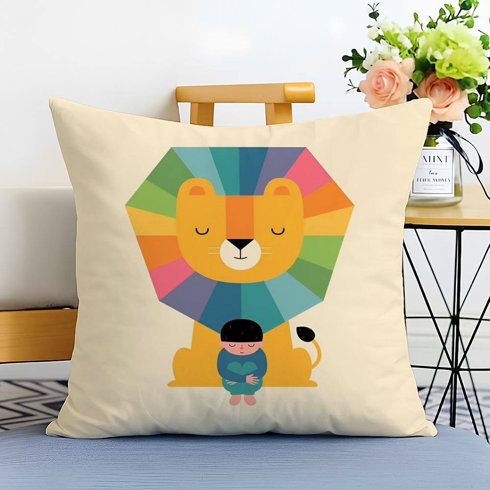 Minimalist Clean Simple Nordic Modern Anime Cushion Cover Washable Linen Pillowcase Soft for Sofa Bed Cozy Home Room Decor