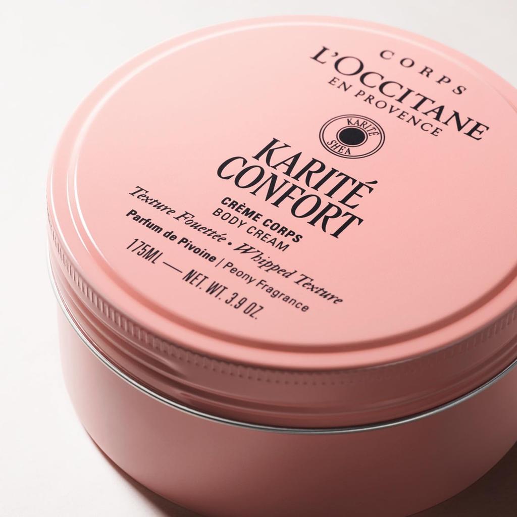 L'OCCITANE Qualité Comfort Snow Shea Body Cream (Peony) 175mL - Moisturizing for dry skin, popular with women and men.