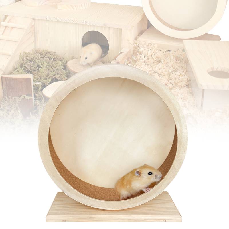 Exercise Wooden Hamsters Wheel Silent Smooth Running Pet Eco Decor Friendly