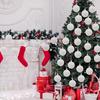 30/1pcs Wine Red Velvet Christmas Balls Flocked Xmas Ball Xmas Tree Hanging Pendents Navidad Festival Party Home Decor Supplies