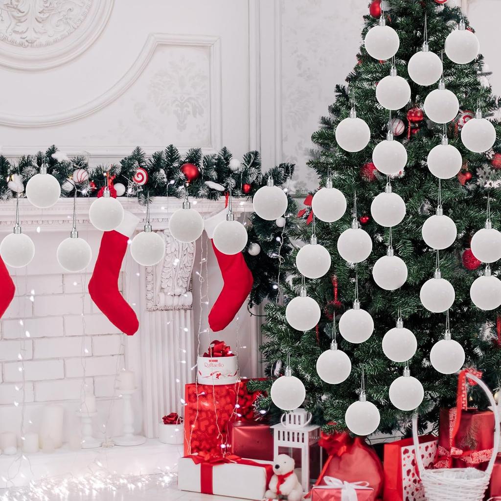 30/1pcs Wine Red Velvet Christmas Balls Flocked Xmas Ball Xmas Tree Hanging Pendents Navidad Festival Party Home Decor Supplies