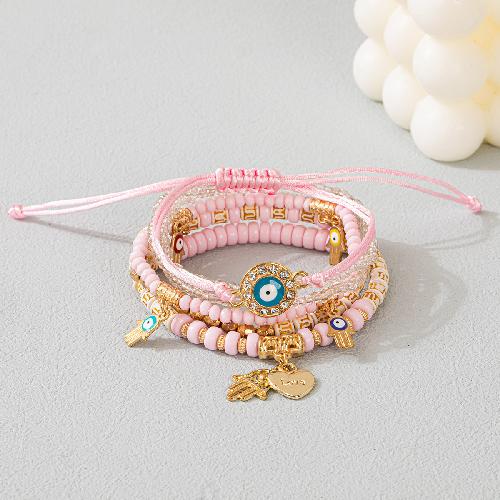 European American Fashion Bohemian Layered Beaded Bracelets Elastic Ethnic Bracelets for Women Female Bangle Bracelet