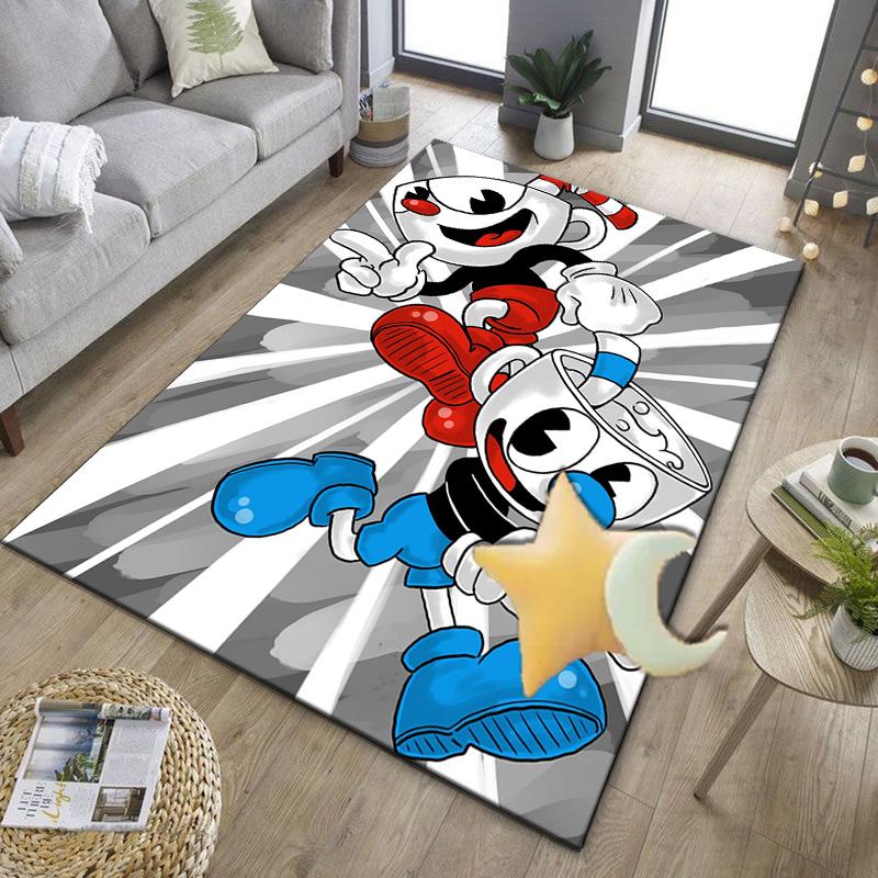 Cup-head And Mugman Adventure Office Rug Chair Mat, Game Carpet, Suitable for Front Door, Bedroom, Living Room, Desk, Holiday Gift