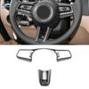For Porsche Cayenne 2pcs Car ABS Carbon Fiber Texture Interior Steering Wheel Button Cover Protective Trim