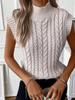 Women's Winter Sleeveless High Collar Vest Sweater - European & American Style, Solid Color