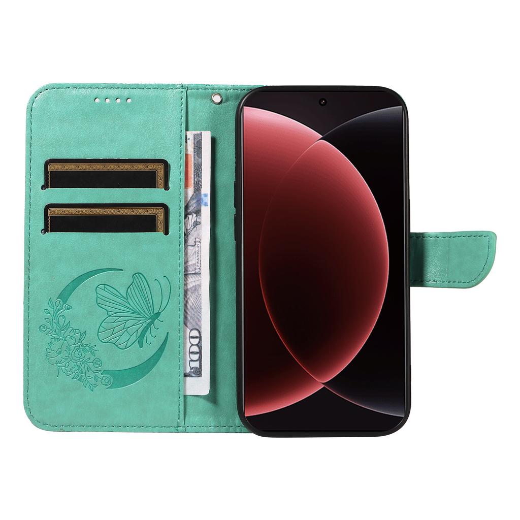 For Xiaomi 15 Ultra Case Butterfly Pattern PU Leather Folio Flip Phone Cover -  Green