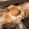 New bow lace straw hat women's summer seaside beach vacation sun hat large brim sun protection hat