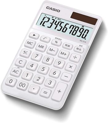 Casio Elegante Calculadora de 10 Dígitos para Cuaderno Grande, Blanco, Dígitos, Formato, Tipo, NS-S10-WE-N