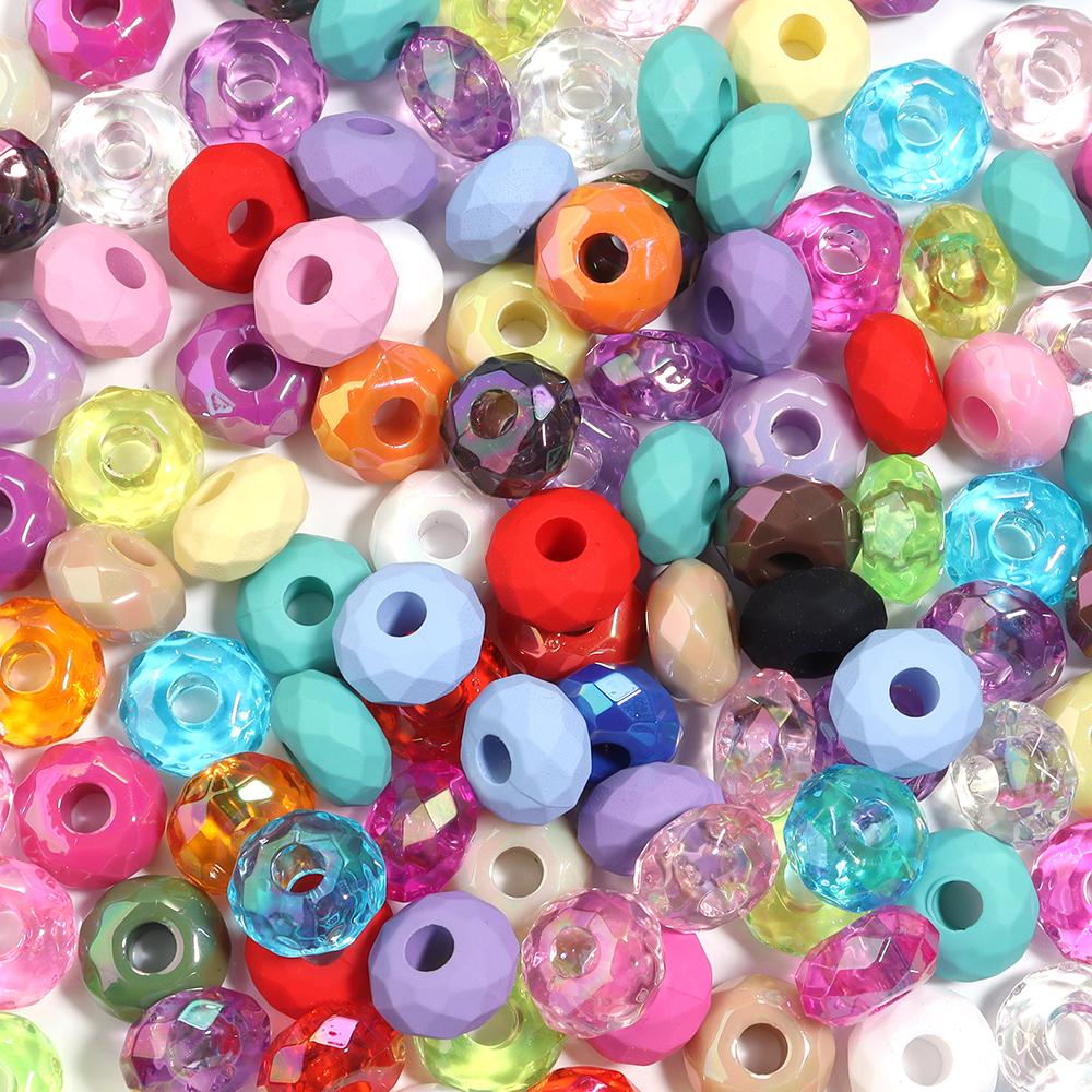 20pcs/lot Acrylic Big Hole Beads Colorful Abacus Shape Loose Spacer Beads For DIY Handmade Bracelet Earrings Jewelry Accessories