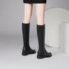 Krazing Pot Natural Cow Leather Autumn Winter Shoes Thick Med Heels Big Size 45 Size 44 Leather European Design Women Keep Warm Knee Boots