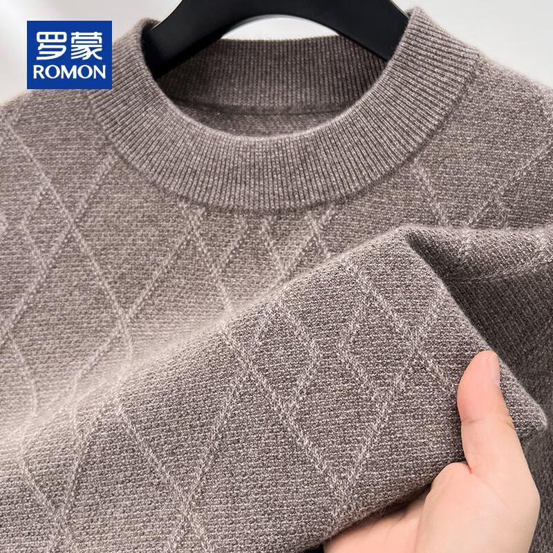 ROMON Men's 100% Cashmere Mock Neck Thick Warm Sweater