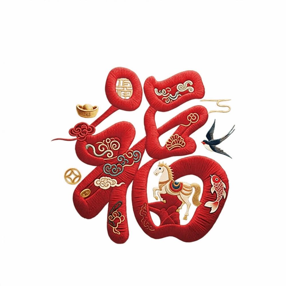 

Cartoon Horse Chinese New Year Window Stickers Red Embroidery Pattern Shopwindow Stickers Electrostatic Double Side