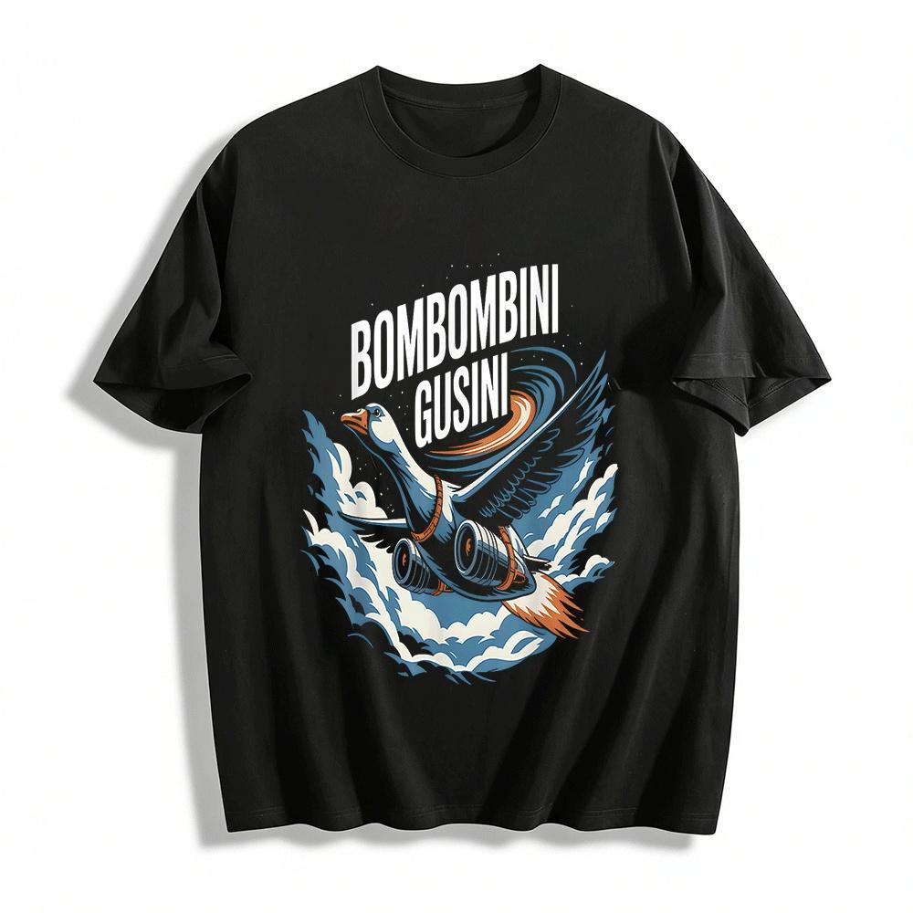 Bombombini Gusini Jet-powered Goose Graphic Casual Tee Pure cotton T-shirt XXS