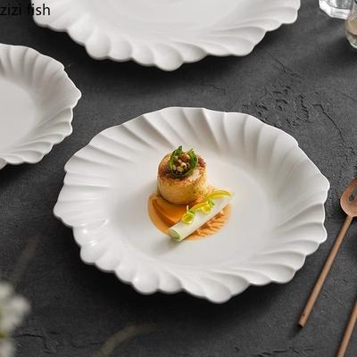 Ren Hvit Blomsterkant Tallerken Restaurant Flat Tallerken Biff Tallerken Snacks Tallerken Salat Tallerken Hotell Kreativ Molekylær Servise