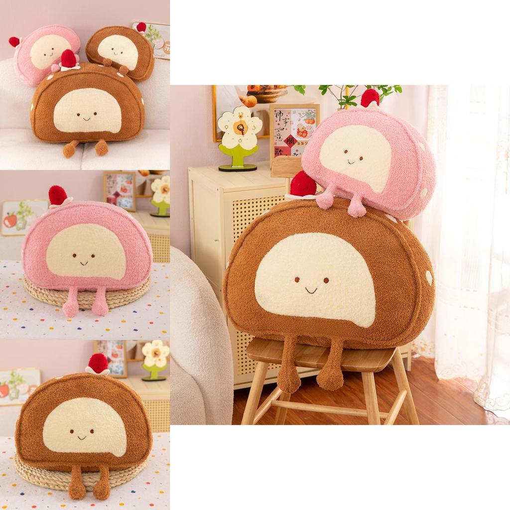 Cute Swiss Roll Plush Doll Pillow With Short Plush Fabric For Bedroom Decor And Comfort