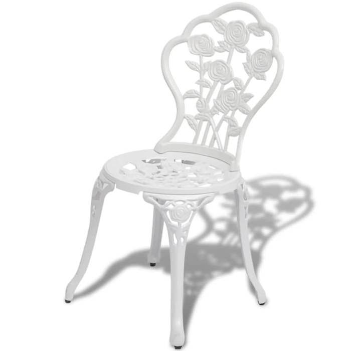 Chaises de bistro - vidaXL - Aluminium coulé - Blanc - Design élégant - Résistant aux intempéries