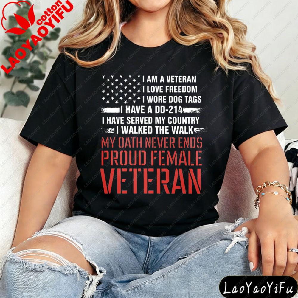 

Proud FeUnisex Veteran Shirt Veteran Day Tshirt 4th of July Gift Veteran Women Tee Oversized Tees Oneck Pattern Clothes Tops S